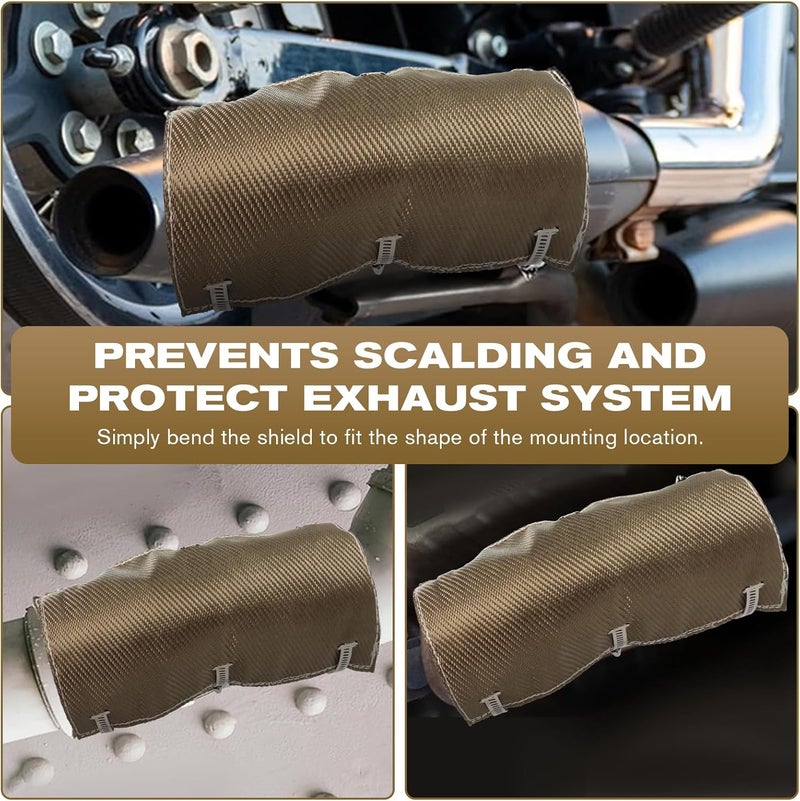 Swess 2 Set Titanium Pipe Shield 6" x 12", Exhaust Heat Shield for Motorcycle, Components, Hoses, Lines, and Electrical Wiring, Two-layer Exhaust Wrap Pipe Heat Shield Protection up to 1350°F - Image 4